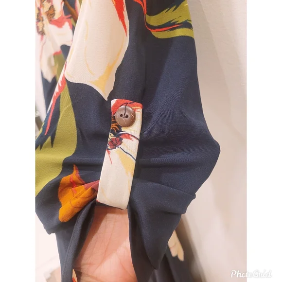 Monteau Navy Floral Kimono dress - Picture 5 of 7